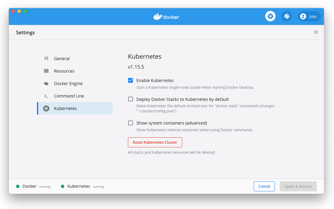 enable Kubernetes